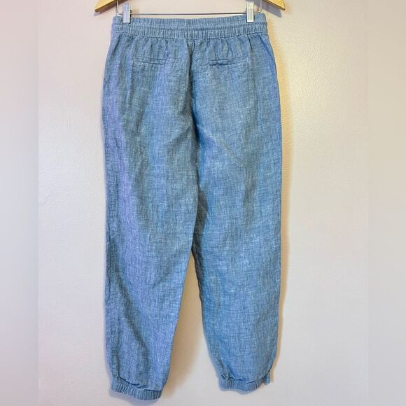 Athleta Retreat Linen Jogger Pant Blue 2 Petite Coastal Beach Summer Chambray - Picture 7 of 12